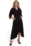 Urban Chic Asymmetrical Dress with Collar and Buttons