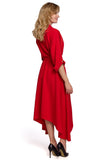 Chic Asymmetrical Dress with Collar and Button Details