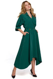 Asymmetrical Urban Chic Dress with Collar and Button Details