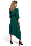 Asymmetrical Urban Chic Dress with Collar and Button Details