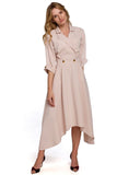 Urban Chic Asymmetrical Dress with Collar and Buttons