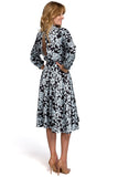 Romantic Flared Dress with Stand-Up Collar and Slit
