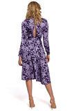 Romantic Flared Dress with Stand-Up Collar and Slit