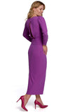 Chic Figure-Hugging Dress with Slit and Buffet Sleeves