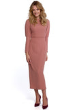 Chic Pencil Dress with Slit and Elegant Buffet Sleeves