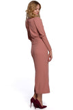 Chic Pencil Dress with Slit and Elegant Buffet Sleeves