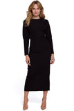 Chic Pencil Dress with Slit and Fitted Cuffs