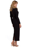 Chic Pencil Dress with Slit and Fitted Cuffs