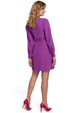 Elegant Stand-Up Collar Dress with Puffed Sleeves