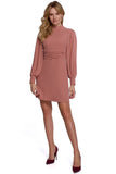 Elegant Stand-Up Collar Dress with Puffed Sleeves