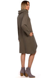Cozy A-line Knitted Dress with High Collar and Asymmetrical Hem