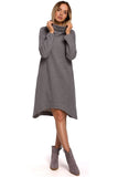 Cozy A-Line Knitted Dress with High Collar and Asymmetry