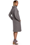 Cozy A-Line Knitted Dress with High Collar and Asymmetry