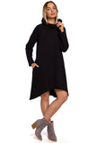 Cozy A-Line Knitted Dress with High Collar and Asymmetry