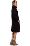 Cozy A-Line Knitted Dress with High Collar and Asymmetry