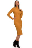 Feminine Stretchy Ribbed Knit Dress for Effortless Elegance