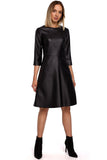 Elegant Fitted Artificial Leather Dress with Classic Cut