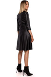 Elegant Fitted Artificial Leather Dress with Classic Cut