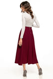 Elegant 50s-Inspired Midi Skirt with Decorative Zipper