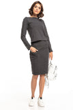 High Waist Straight Skirt in Soft Sweatshirt Knit
