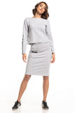 High-Waisted Straight Skirt with Pocket in Sweatshirt Knit
