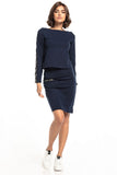 Striped Sleeve Knitted Sweatshirt in Cotton Blend