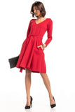 Sweetheart Neckline Flared Dress with Pockets