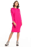 Knit Dress with Slashes, Hood, and Seam Pockets