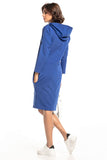 Knit Dress with Slashes, Hood, and Seam Pockets