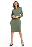 Knit Dress with Hood, Slashes, and Seam Pockets