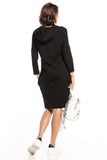 Knit Dress with Slashes, Hood, and Seam Pockets