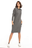 Knit Dress with Hood, Slashes, and Seam Pockets