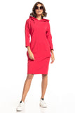 Knit Dress with Slashes, Hood, and Seam Pockets