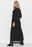 Elegant Long Sleeve Maxi Dress with Heart Neckline