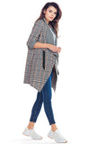 Elegant Plaid Jacket with Adjustable Sleeves and Pockets