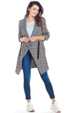 Elegant Plaid Jacket with Adjustable Sleeves and Pockets