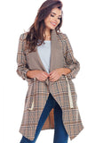 Elegant Plaid Jacket with Adjustable Sleeves and Pockets