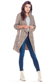 Elegant Plaid Jacket with Adjustable Sleeves and Pockets