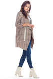 Elegant Plaid Jacket with Adjustable Sleeves and Pockets