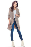 Elegant Plaid Jacket with Adjustable Sleeves and Pockets