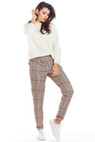 Fashionable Check Trousers with Slightly Tapered Fit