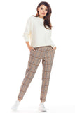 Fashionable Check Trousers with Slightly Tapered Fit