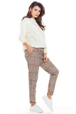 Fashionable Check Trousers with Slightly Tapered Fit