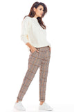 Fashionable Check Trousers with Slightly Tapered Fit