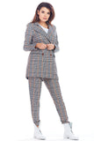Checked Loose-Fitting Jacket with Double Collar and Pockets