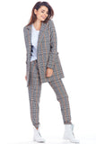 Checked Loose-Fitting Jacket with Double Collar and Pockets