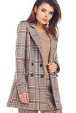 Checked Loose-Fitting Jacket with Double Collar and Pockets