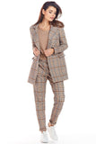 Checked Loose-Fitting Jacket with Double Collar and Pockets