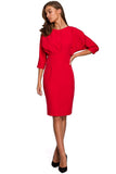 Elegant Kimono Sleeve Dress with Darts and Pencil Skirt
