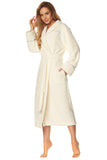 Elegant Long Robe with Satin Trim - Soft & Warm Design